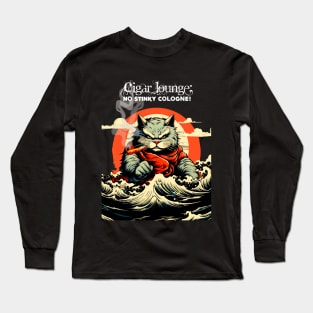 Cigar Lounge: No Stinky Cologne Allowed! On a dark (Knocked Out) background Long Sleeve T-Shirt